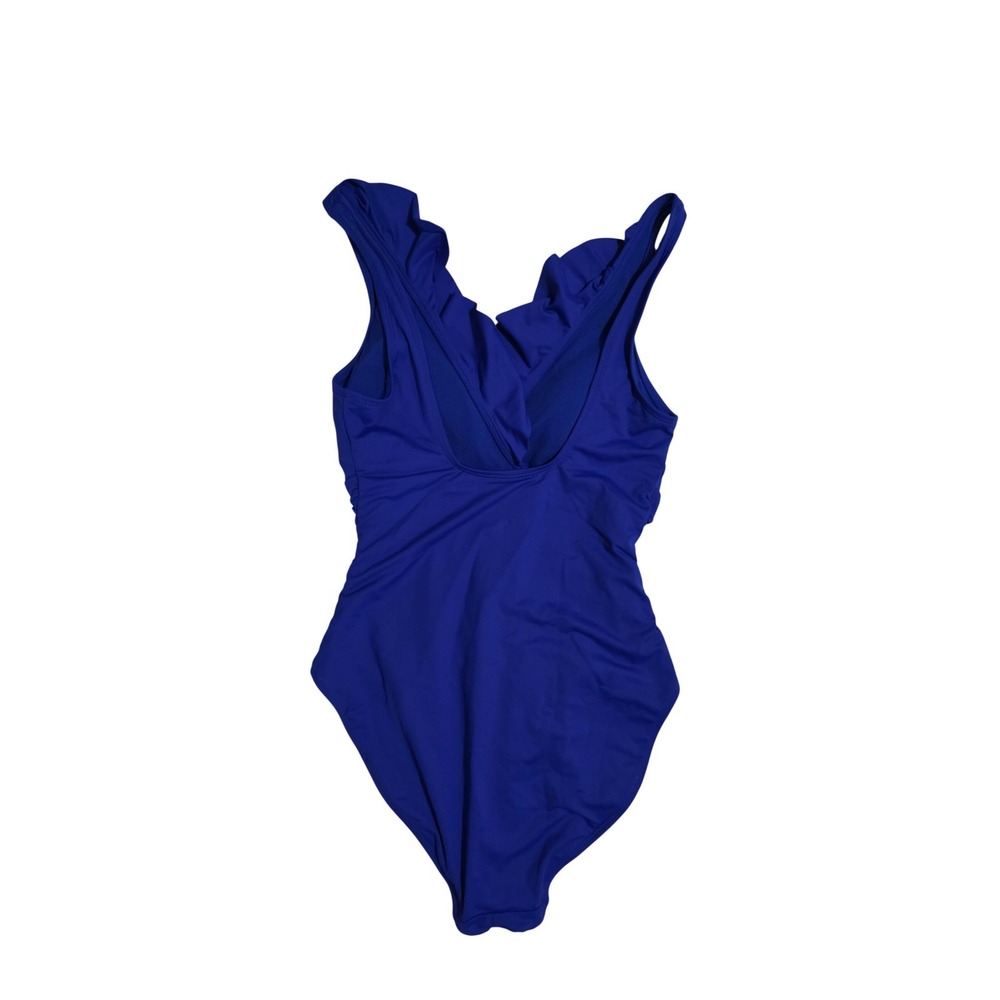 Lauren Ralph Lauren Royal Blue Ruffle‎ Surplice One Piece Swimsuit Size 8